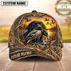 Maxcorners Golden Sunset Honeycomb Camo Duck Hunting Dog Cap, Multiple Breeds Personalized Name 3D Cap