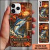 Maxcorners Fishing Autumn Lake Sunset Artwork Multiple Options Personalized Name Phone Case (13 Fish Species)