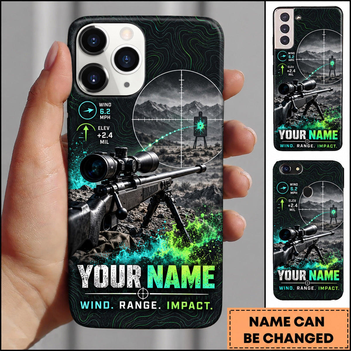 Maxcorners Long Range Shooting Wind Range Impact Scope Design Personalized Name 3D Phone Case
