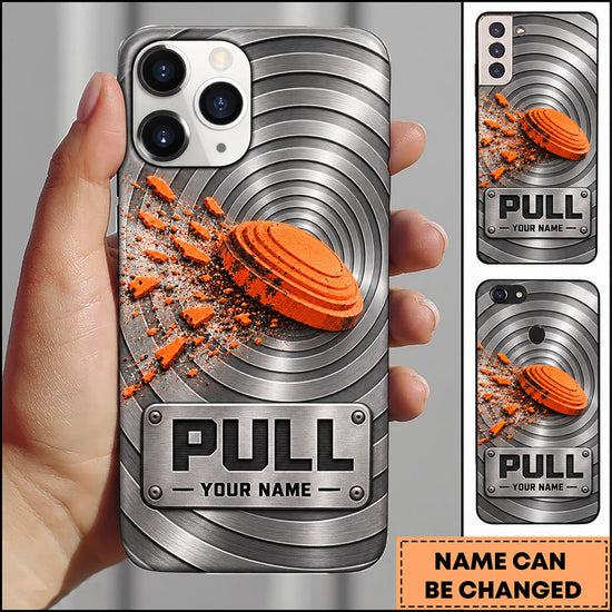 Maxcorners Trap Shooting Metallic Wave Clay Target Personalized Name 3D Phone Case