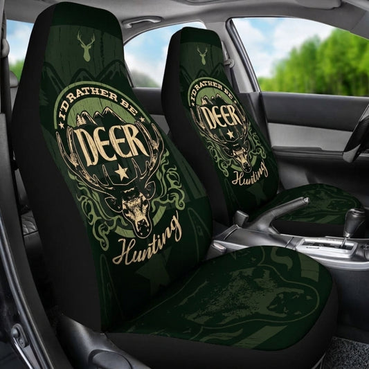 Maxcorners Deer Hunting Green Vintage Emblem Car Seat Covers