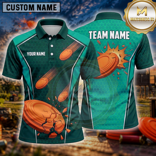 Maxcorners Trap Shooting Shirt Clay Shooting Geometric Disc Burst Multiple Options Personalized Name, Team Name 3D Shirt