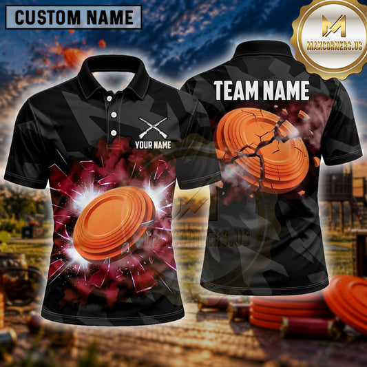 Maxcorners Trap Shooting Shirt Clay Shooting Lightning Target Blast Multiple Options Personalized Name, Team Name 3D Shirt