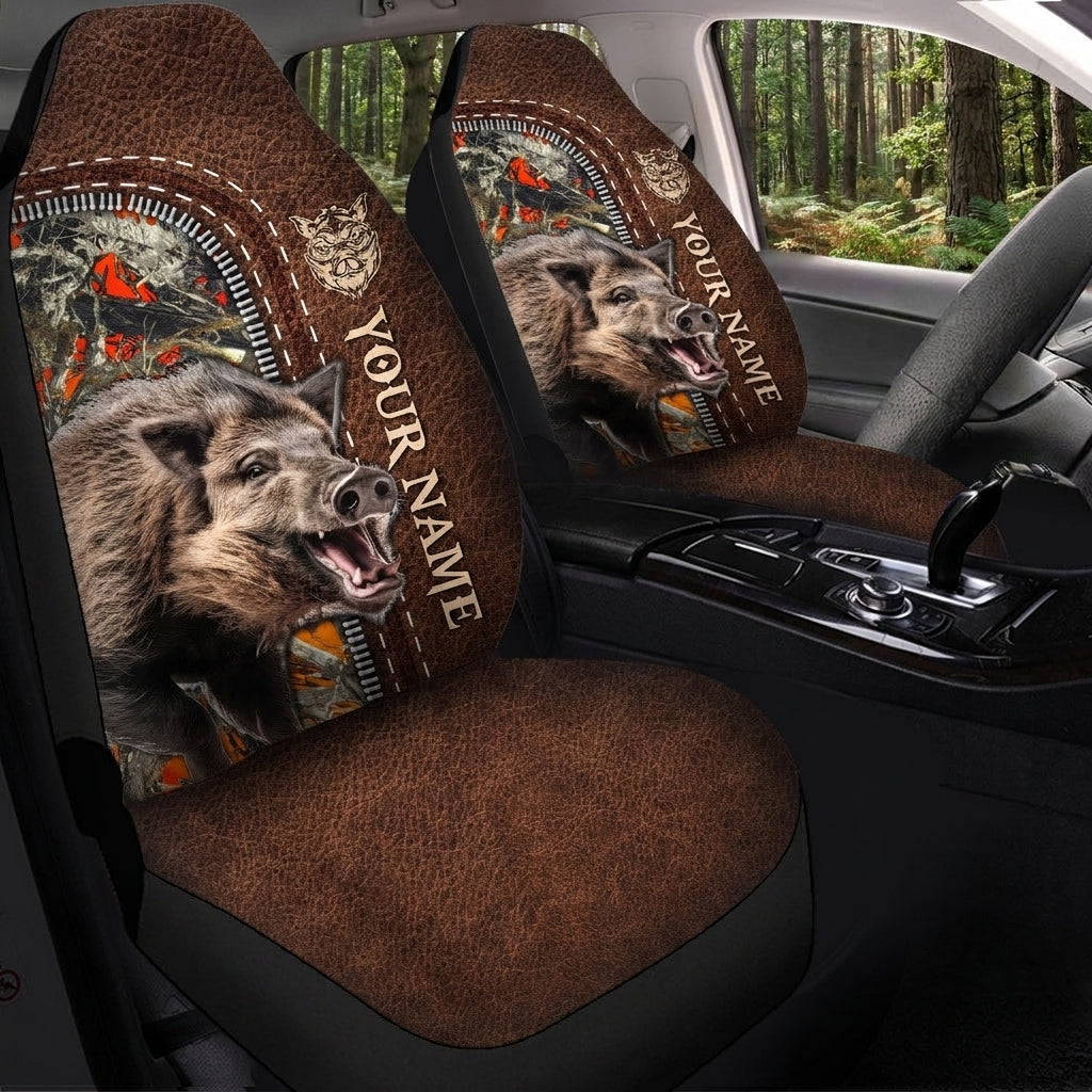 Maxcorners Personalized Name Coyote Hunting Brown Camo Car Seat Covers