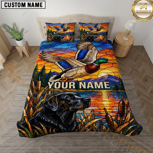 Maxcorners Duck Hunting Mallard Sunset Marsh Wildlife Artwork Multiple Options Personalized Name 3D Printed Bedding Set