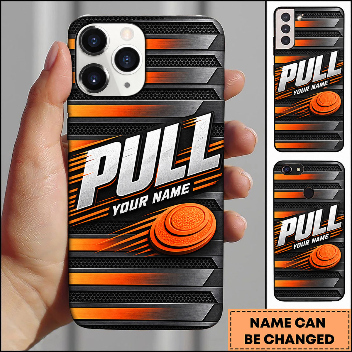 Maxcorners Trap Shooting Modern Stripe Clay Target Personalized Name 3D Phone Case