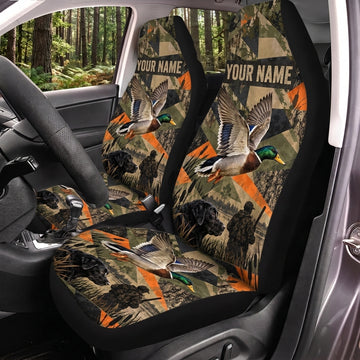 Maxcorners Duck Hunting Autumn Woodland Camo Personalized Name Car Seat Covers