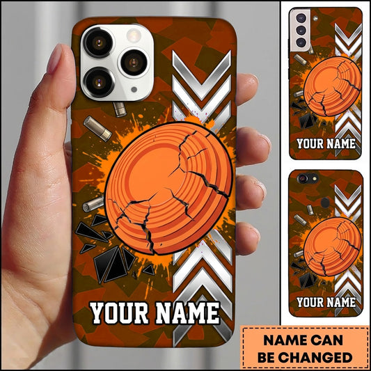 Maxcorners Cracked Clay Target Blue Shooting Sports Personalized Name Trap Shooting Phone Case