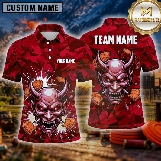 Maxcorners Trap Shooting Shirt Demon Fierce Monster Face Multiple Options Personalized Name, Team Name 3D Shirt