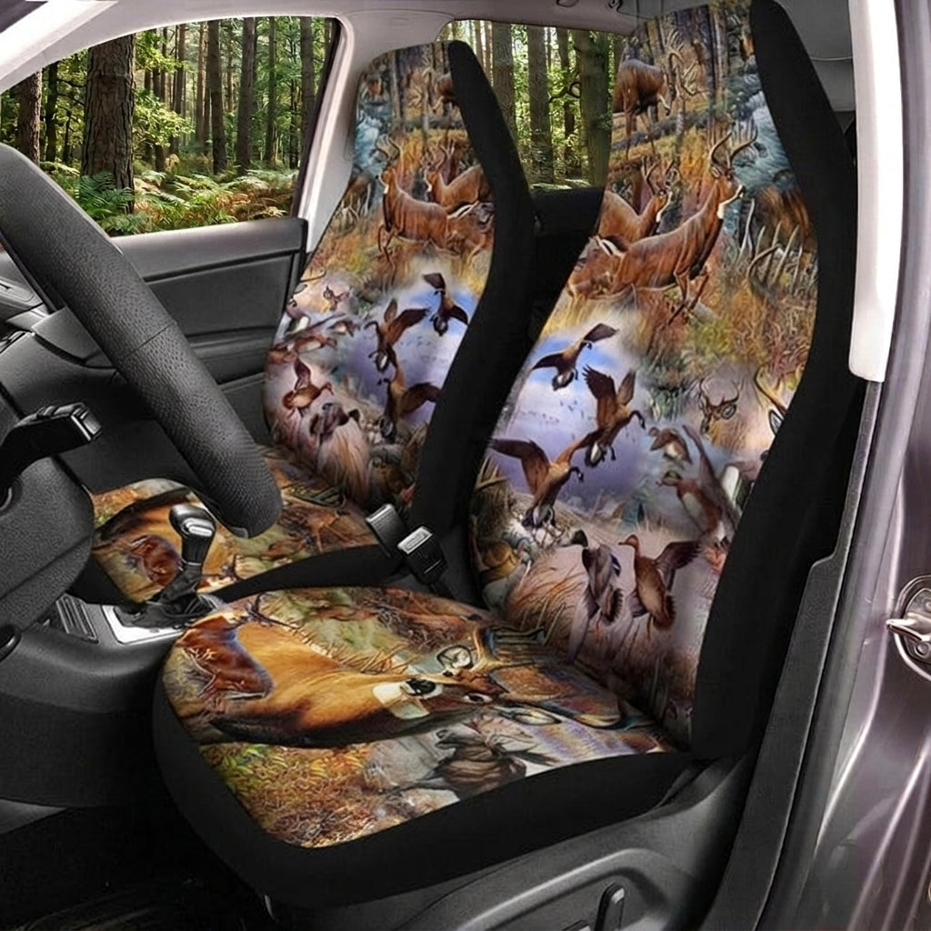 Maxcorners Deer Hunting Scenic Wildlife Camo Car Seat Covers