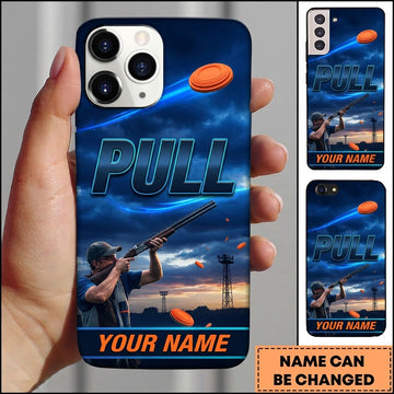 Maxcorners Blue Clay Target Pull Shooting Range Personalized Name Trap Shooting Phone Case
