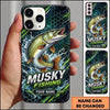 Maxcorners Fishing Hexagon Water Splash Artwork Multiple Options Personalized Name Phone Case (13 Fish Species)