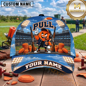 Maxcorners Trap Shooting Shotgun Grunge Clay Target Splatter Graphic Multiple Options Personalized Name 3D Cap