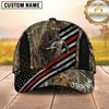 Maxcorners Black Red Silver Racing Stripe Camo Duck Hunting With Dogs Multi Options Personalized Name 3D Cap