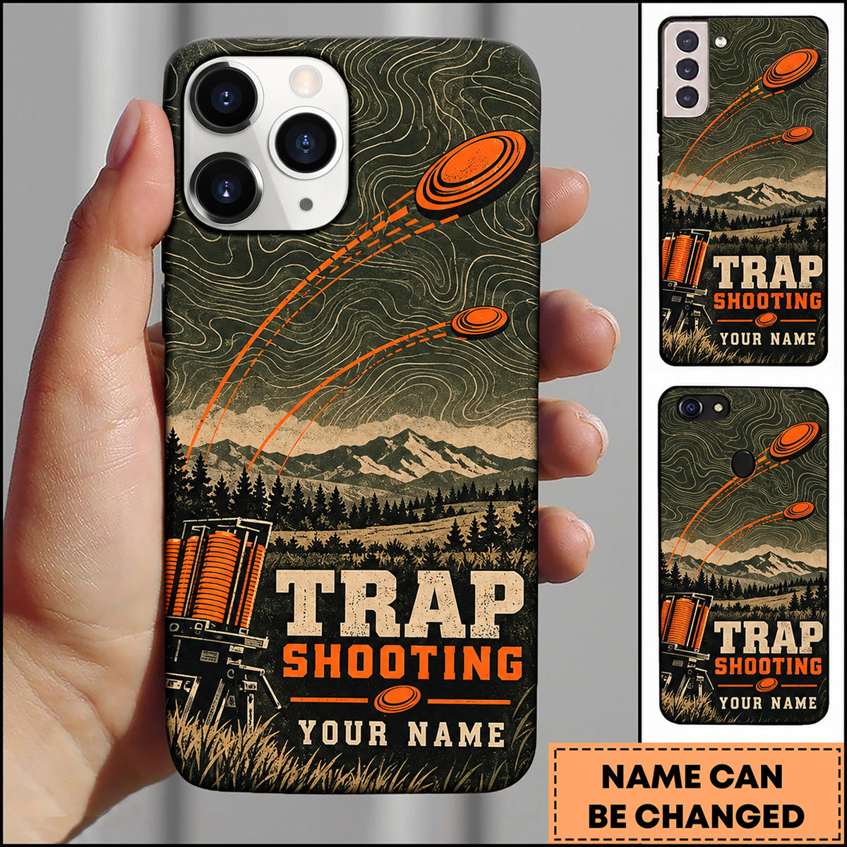 Maxcorners Trap Shooting Topographic Outdoor Clay Target Personalized Name 3D Phone Case