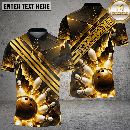 Maxcorners Bowling Ball and Pins Luxury Geometric Multiple Options Personalized Name, Team Name 3D Shirt