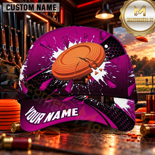 Maxcorners Shattered Clay Target Honeycomb Clay Shooting Personalized Name 3D Cap