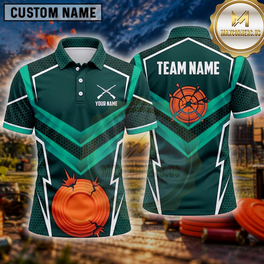 Maxcorners Trap Shooting Shirt Clay Target Shooting Speed Lines Multiple Options Personalized Name, Team Name 3D Shirt