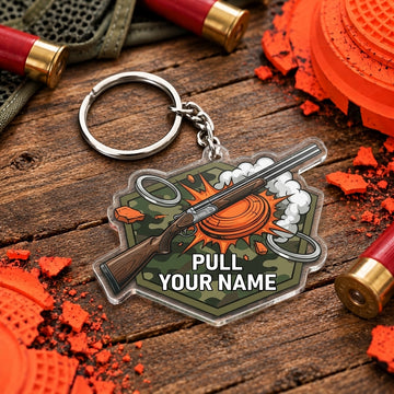 Maxcorners Green Tactical Shotgun Clay Target Trap Shooting Personalized Name Acrylic Keychain