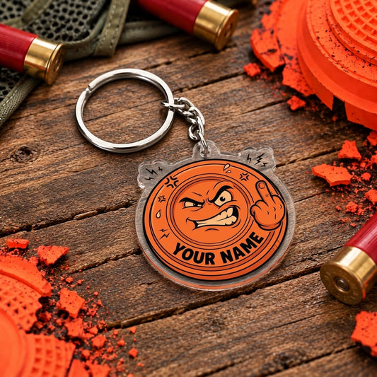 Maxcorners Funny Angry Clay Target Fist Trap Shooting Personalized Name Acrylic Keychain
