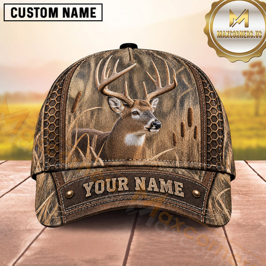Maxcorners Deer Hunting Whitetail Buck Woodland Branch Camo Design  Personalized Name 3D Cap