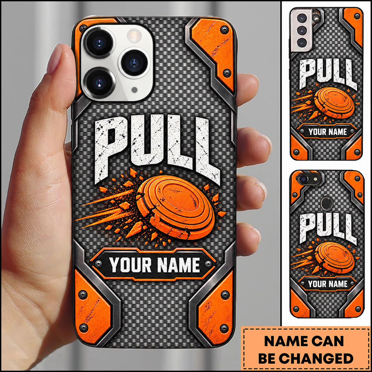 Maxcorners Trap Shooting Rugged Armor Clay Target Personalized Name 3D Phone Case