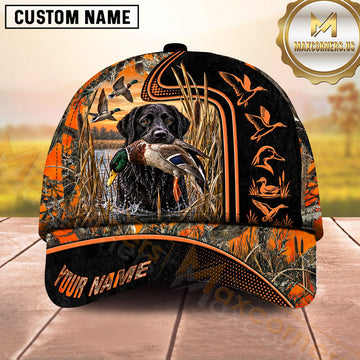 Maxcorners Dog Hunting And Duck Hunting Woodland Camouflage Artwork Multiple Options Personalized Name 3D Cap