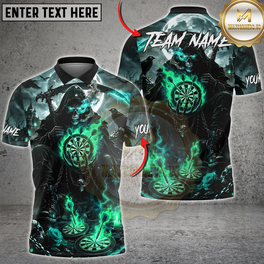 Maxcorners Darts Grim Reaper Flaming Dartboard Multiple Options Personalized Name, Team Name 3D Shirt
