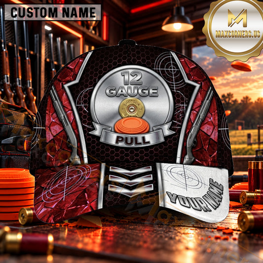 Maxcorners 12 Gauge PULL Badge Trap Shooting Personalized Name 3D Cap
