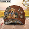 Maxcorners Rustic Brown Leather Waterfowl Duck Hunting Dog Cap, Multiple Breeds Personalized Name 3D Cap