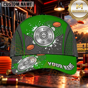 Maxcorners 12 Gauge Shell Metallic Badge Trap Shooting Personalized Name 3D Cap