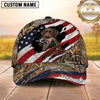 Maxcorners Distressed American Flag Torn Effect Duck Hunting With Dogs Multi Options Personalized Name 3D Cap