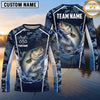 Maxcorners Fishing Shirt Navy Blue Camo Fish Scale Pattern Multiple Options Personalized Name, Team Name 3D Long Sleeve Shirt (13 Fish Species)