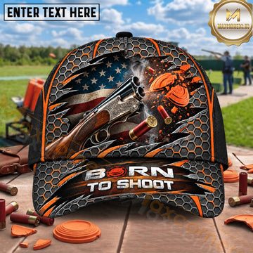Maxcorners Trap Shooting Born To Shoot Shotgun Multiple Options Personalized Name 3D Cap