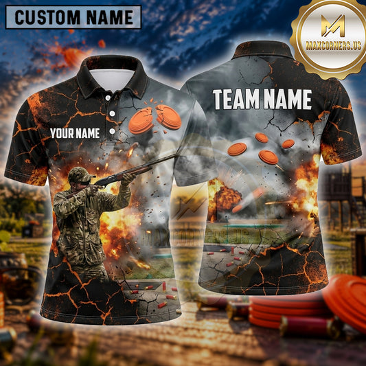 Maxcorners Trap Shooting Shirt Clay Target Shooting Explosive Landscape Multiple Options Personalized Name, Team Name 3D Shirt