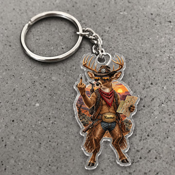 Maxcorners Deer Hunting Cowboy Western Adventure Custom Name Trap Hunting Custom Gift 2D Flat Acrylic Ornament, Keychain