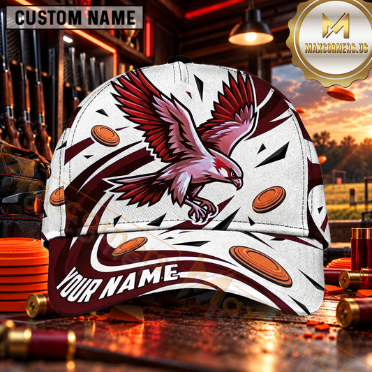 Maxcorners White Eagle Flying Targets Trap Shooting Personalized Name 3D Cap