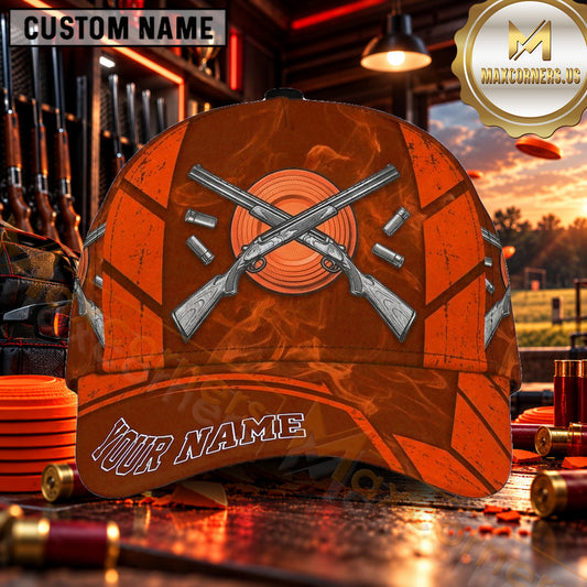 Maxcorners Crossed Shotguns Geometric Target Trap Shooting Personalized Name 3D Cap