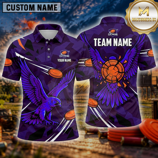 Maxcorners Trap Shooting Shirt Eagle Flying Clay Target Multiple Options Personalized Name, Team Name 3D Shirt
