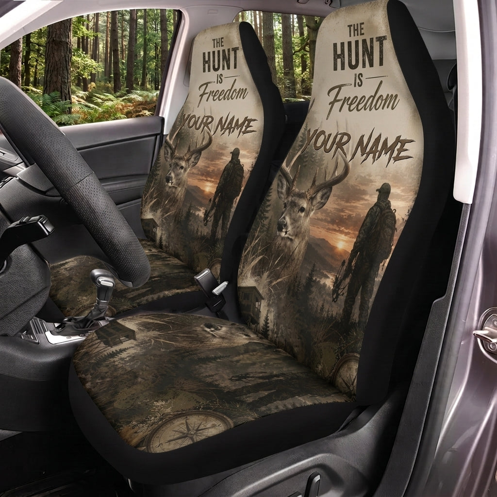 Maxcorners Hunting The Hunt Is Freedom Rustic Forest Personalized Name Car Seat Covers