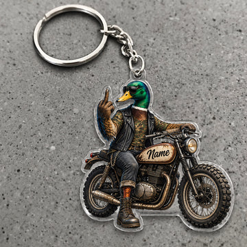 Maxcorners Mallard Duck Hunting Biker Motorcycle Adventure Custom Name Trap Hunting Custom Gift 2D Flat Acrylic Ornament, Keychain