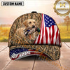 Maxcorners American Flag Marsh Camo Dog Hunting Multicolor Options Personalized Name 3D Cap