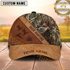 Maxcorners Rustic Leather Duck Hunting Cross Panel Duck Hunting With Dogs Multi Options Personalized Name 3D Cap