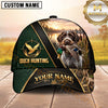 Maxcorners Luxury Green Leather Gold Accent Duck Hunting Dog Cap, Multiple Breeds Personalized Name 3D Cap