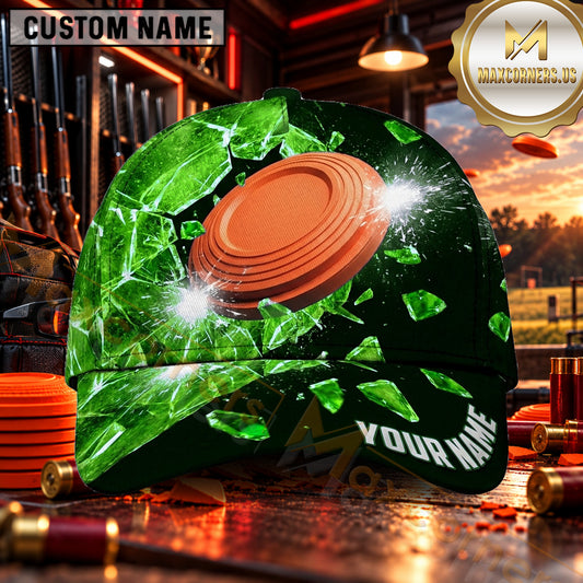 Maxcorners Shattered Glass Clay Target Trap Shooting Personalized Name 3D Cap