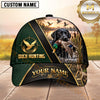 Maxcorners Luxury Green Leather Gold Accent Duck Hunting Dog Cap, Multiple Breeds Personalized Name 3D Cap