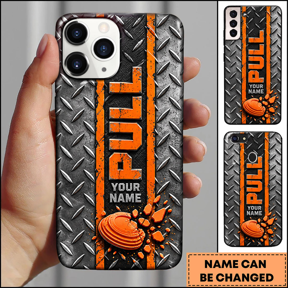 Maxcorners Trap Shooting Diamond Plate Pull Clay Target Personalized Name 3D Phone Case
