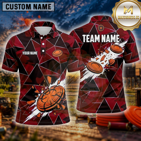 Maxcorners Trap Shooting Shirt Geometric Clay Target Multiple Options Personalized Name, Team Name 3D Shirt