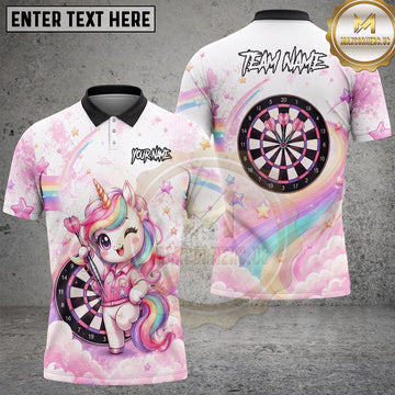 Maxcorners Darts Cute Unicorn Dartboard Pastel Fantasy Art Multiple Options Personalized Name, Team Name 3D Shirt