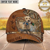 Maxcorners Rustic Leather Patch Marsh Camo Dog Hunting Multicolor Options Personalized Name 3D Cap